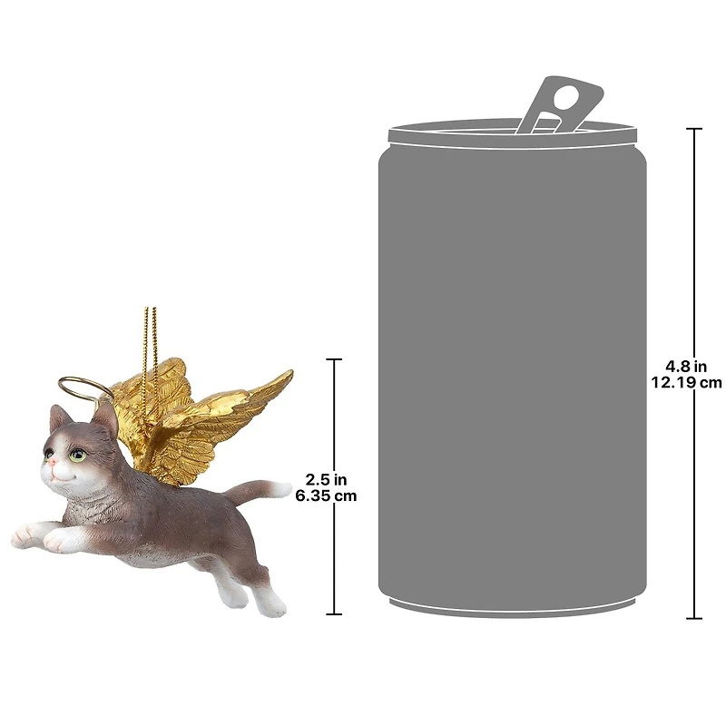Design Toscano Honor the Feline Gray Tabby Cat Angel Ornament
