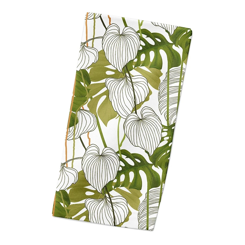 Yellow Green Monstera 10" x 10" Cotton Twill Napkin