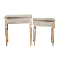 Whitewashed Wood Farmhouse Accent Table Set