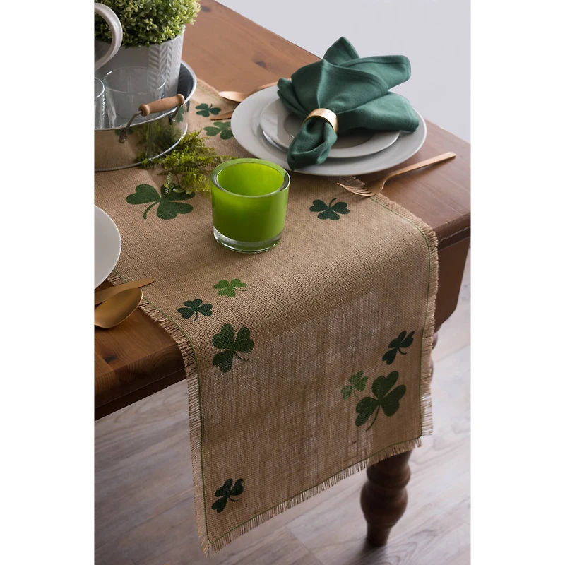 DII® 74" Shamrock Printed Jute Table Runner