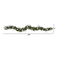9ft. Pre-Lit Clear LED Ornament & Pinecone Artificial Christmas Garland