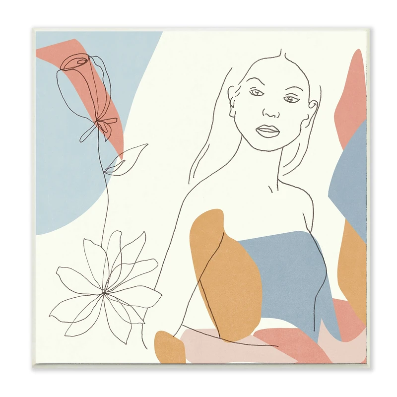 Stupell Industries Expressive Female Linework Wooden Wall Plaque