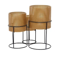 Set of 3 Gold Iron Contemporary Planter, 23" x 13" x 13"