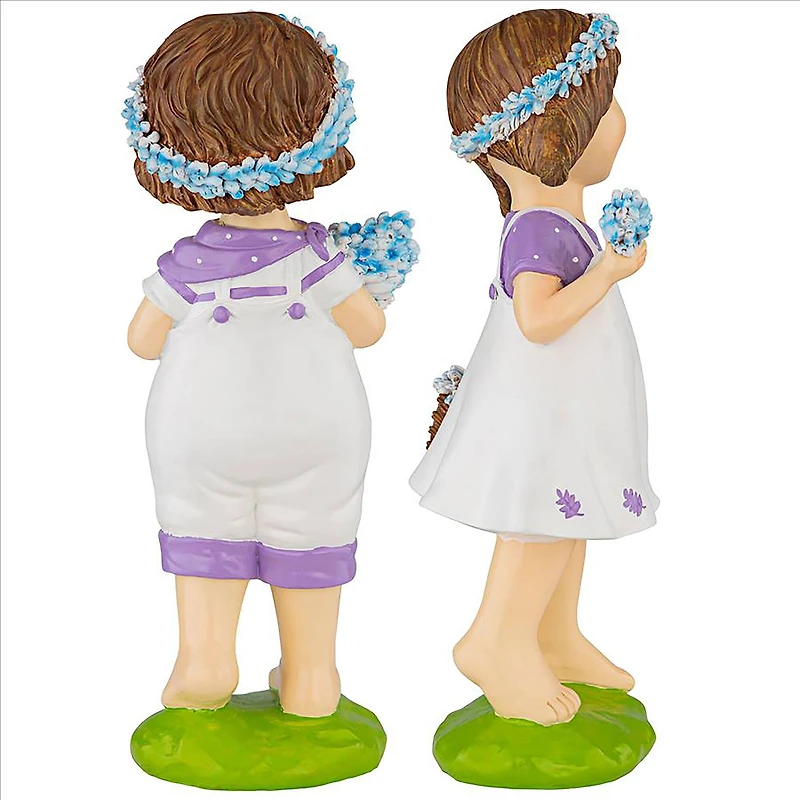 Design Toscano 15" Bluebonnet Twins Springtime Children Garden Statue Set
