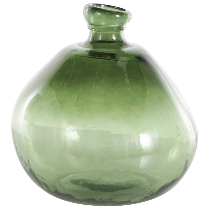 Green Recycled Glass Handmade Wide Ombre Spanish Bottle Vase