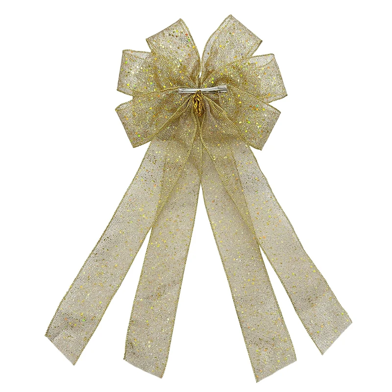 20.5" Gold Glitter Mesh Tree Bow by Celebrate It®