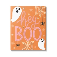 Stupell Industries Hey Boo Orange Halloween Ghosts Canvas Wall Art