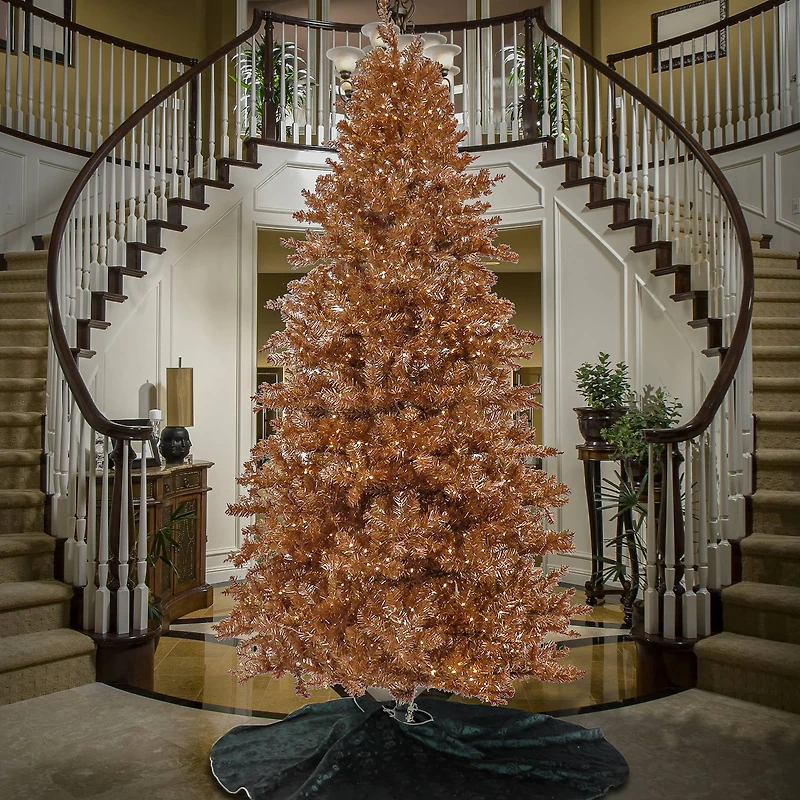 9ft. Pre-Lit Rose Gold Metallic Evergreen Artificial Christmas Tree