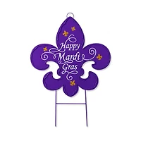 Glitzhome® 24" Mardi Gras Metal Fleur-de-Lis Yard Stake