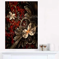 Designart - Red and Orange Fractal Flower Pattern