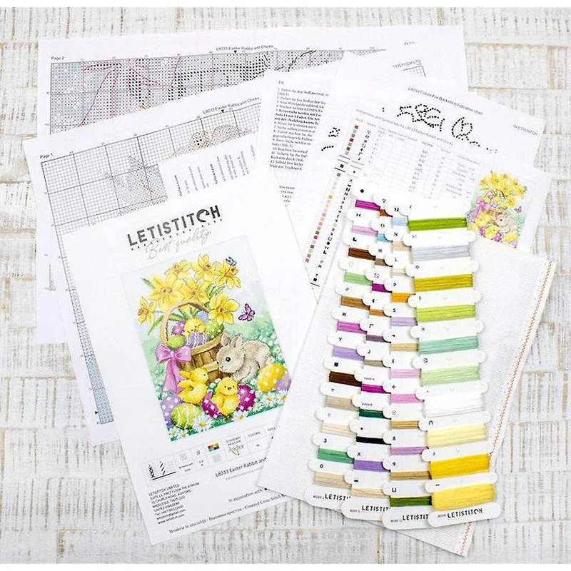 Letistitch Counted Cross Stitch Kit Easter Rabbit and Chicks