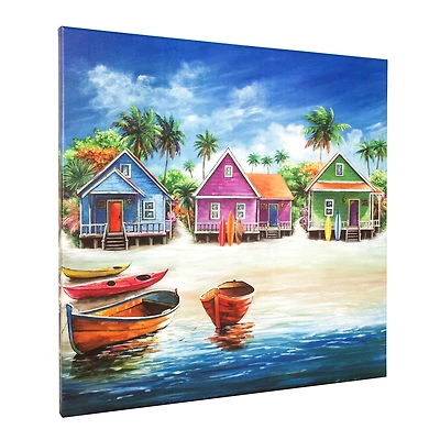 Coastal Cabins Outdoor Canvas Art Print - 35"x35"