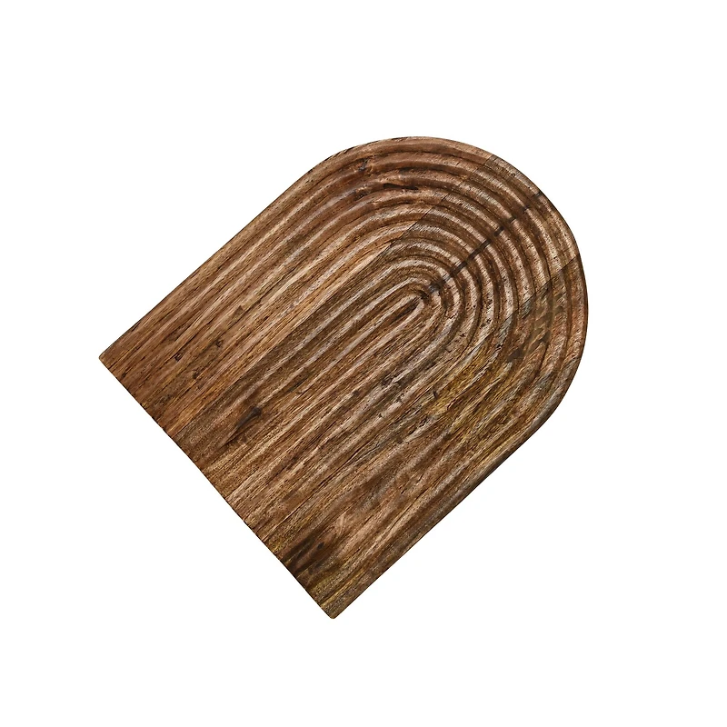 Hello Honey® 13" Natural Carved Arch Mango Wood Serving Board