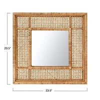 Hello Honey® Natural Square Rattan Framed Wall Mirror
