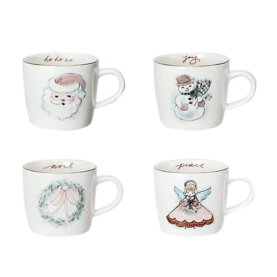 Hello Honey® 12oz. Snowman, Angel, Wreath & Santa Mug Set
