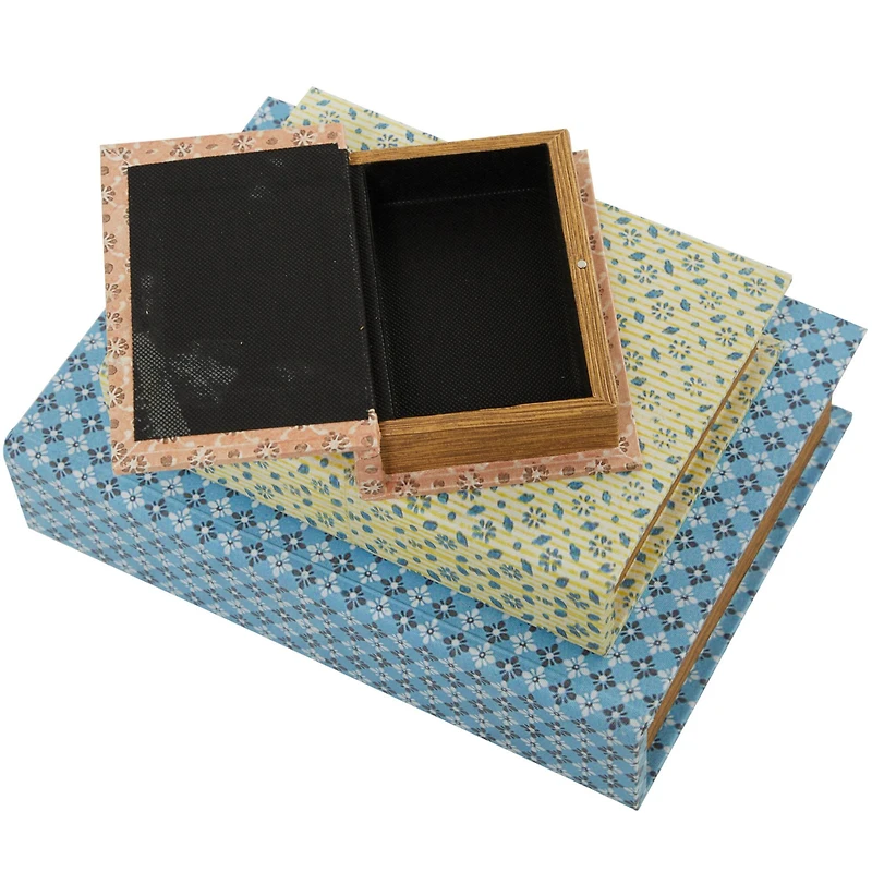 Floral Canvas Faux Book Box Set