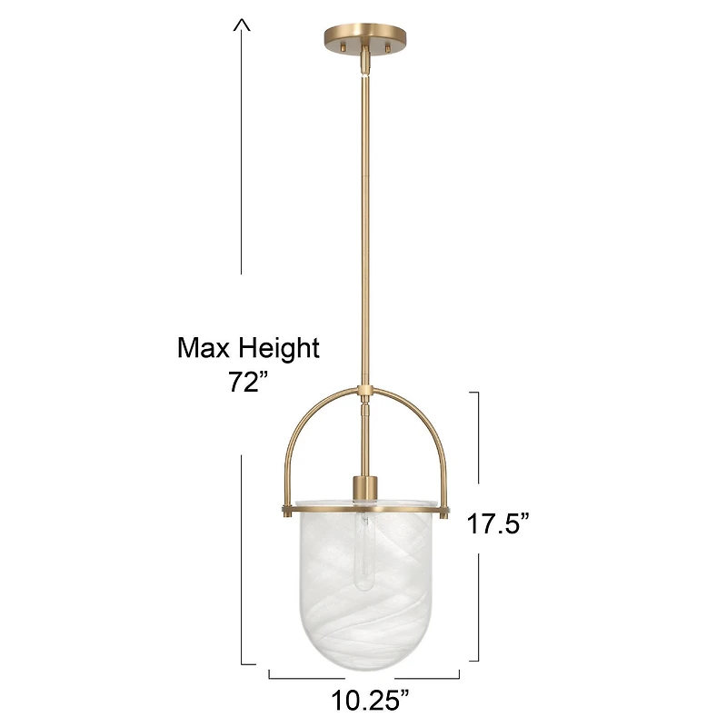 Hello Honey® Beatrice Gold & White Mid-Century Modern Handmade Marbleized Glass & Metal Ceiling Light