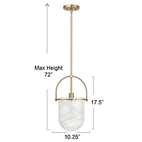 Hello Honey® Beatrice Gold & White Mid-Century Modern Handmade Marbleized Glass & Metal Ceiling Light