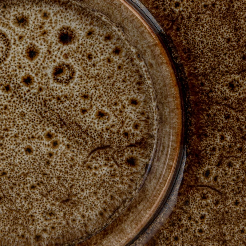 Hello Honey® 8" Brown Glaze Ceramic Candle Holder with Tray