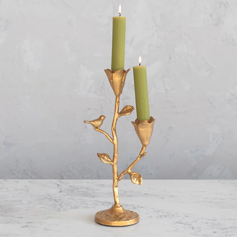 Hello Honey® 11.7" Gold Double Taper Metal Candelabra
