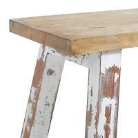 Brown & White Wood Farmhouse Bench