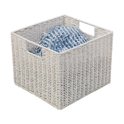 Honey Can Do White Parchment Cord Storage Basket