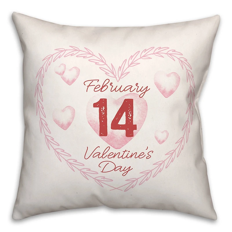 Valentine's Day Calendar Wreath Throw Pillow
