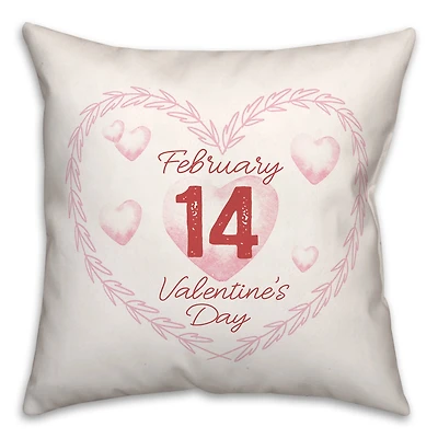 Valentine's Day Calendar Wreath Throw Pillow
