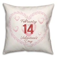 Valentine's Day Calendar Wreath Throw Pillow