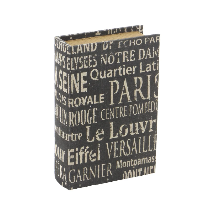 Black French Themed Typography Wood Traditional Box Set