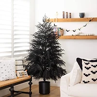 6ft. Artificial Halloween Real Touch Black Norfolk Pine Christmas Tree with Natural Look