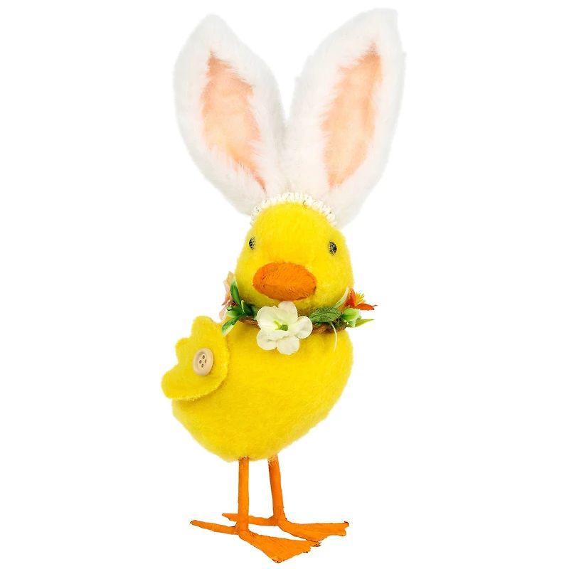10" Yellow Easter Duckling Accent with Rabbit Ears