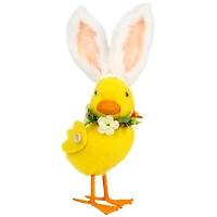 10" Yellow Easter Duckling Accent with Rabbit Ears