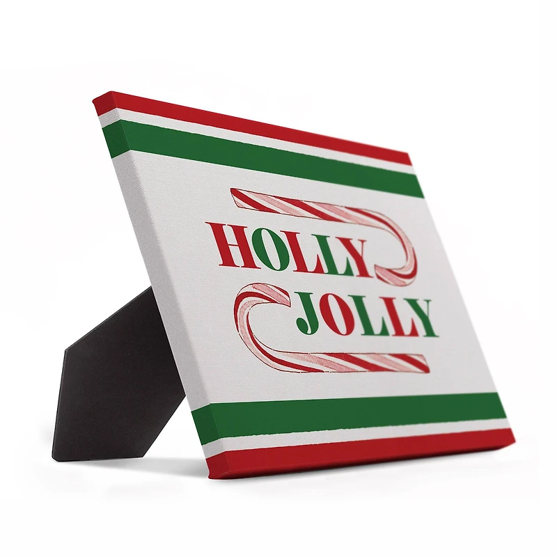 Holly Jolly Candy Cane 10x8 Tabletop Canvas