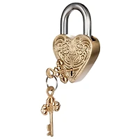 Hello Honey® Matte Finish Brass & Stainless Steel Heart-Shaped Lock with Flowers Set