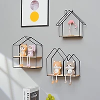 NEX™ Black 2-Tier Iron House Floating Wall Shelf