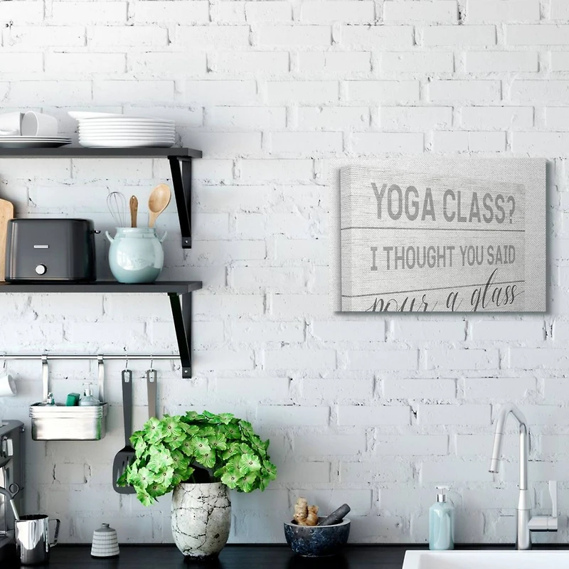 Stupell Industries Yoga Class or Pour a Glass Canvas Wall Art
