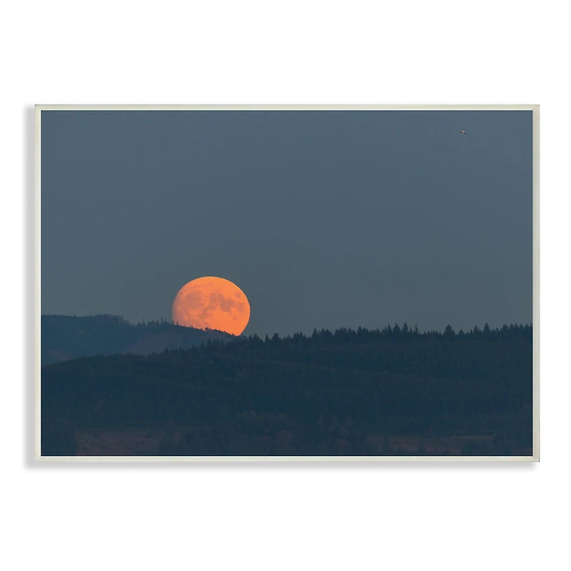 Stupell Industries Orange Moon over Dark Mountain Tree Forest Wall Plaque