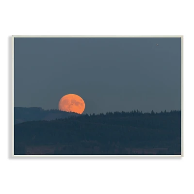Stupell Industries Orange Moon over Dark Mountain Tree Forest Wall Plaque