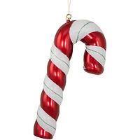 22" Shatterproof Candy Cane with Green Glitter Commercial Ornament