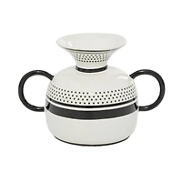 White Ceramic Eclectic Vase, 6" x 8" x 6"