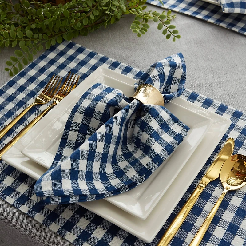 DII® Navy & Off White Gingham Cotton Napkins, 4ct.