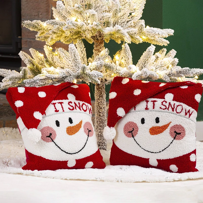 Glitzhome® Hooked 3D Snowman Throw Pillow Set