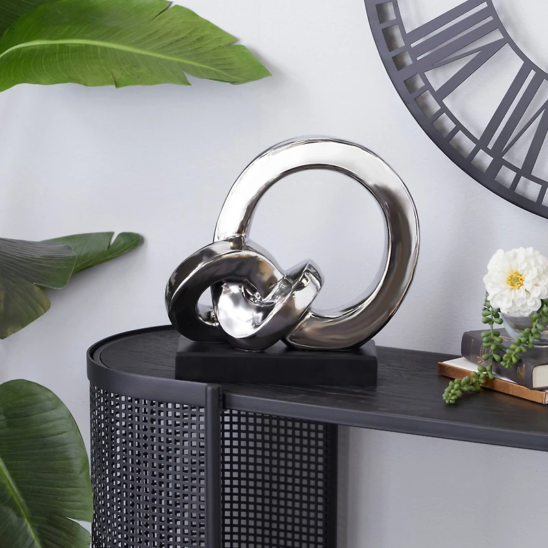 12" Silver Porcelain Contemporary Abstract Sculpture