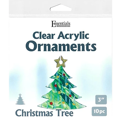 Essentials by Leisure Arts 3" Christmas Tree Clear Acrylic Ornaments, 10ct.