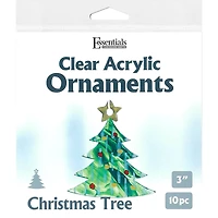 Essentials by Leisure Arts 3" Christmas Tree Clear Acrylic Ornaments, 10ct.