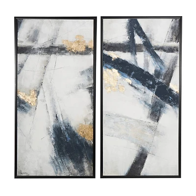 Abstract Light Gray Lines Framed Wall Art Set