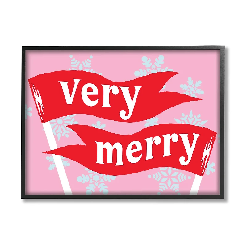 Stupell Industries Very Merry Bold Holiday Flags Framed Giclee Art