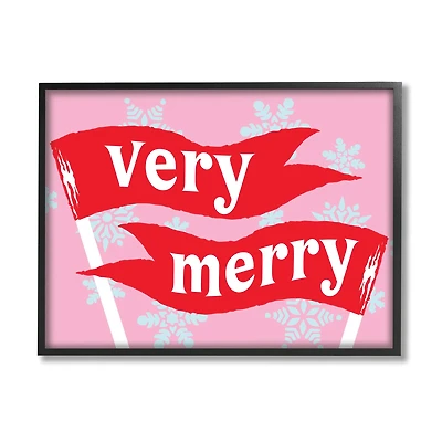 Stupell Industries Very Merry Bold Holiday Flags Framed Giclee Art