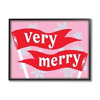 Stupell Industries Very Merry Bold Holiday Flags Framed Giclee Art